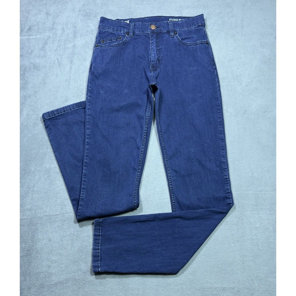 Mugsy Jeans Mens 30x34 Studio Blue Straight Leg Slim Stretch Denim FLX3NSB